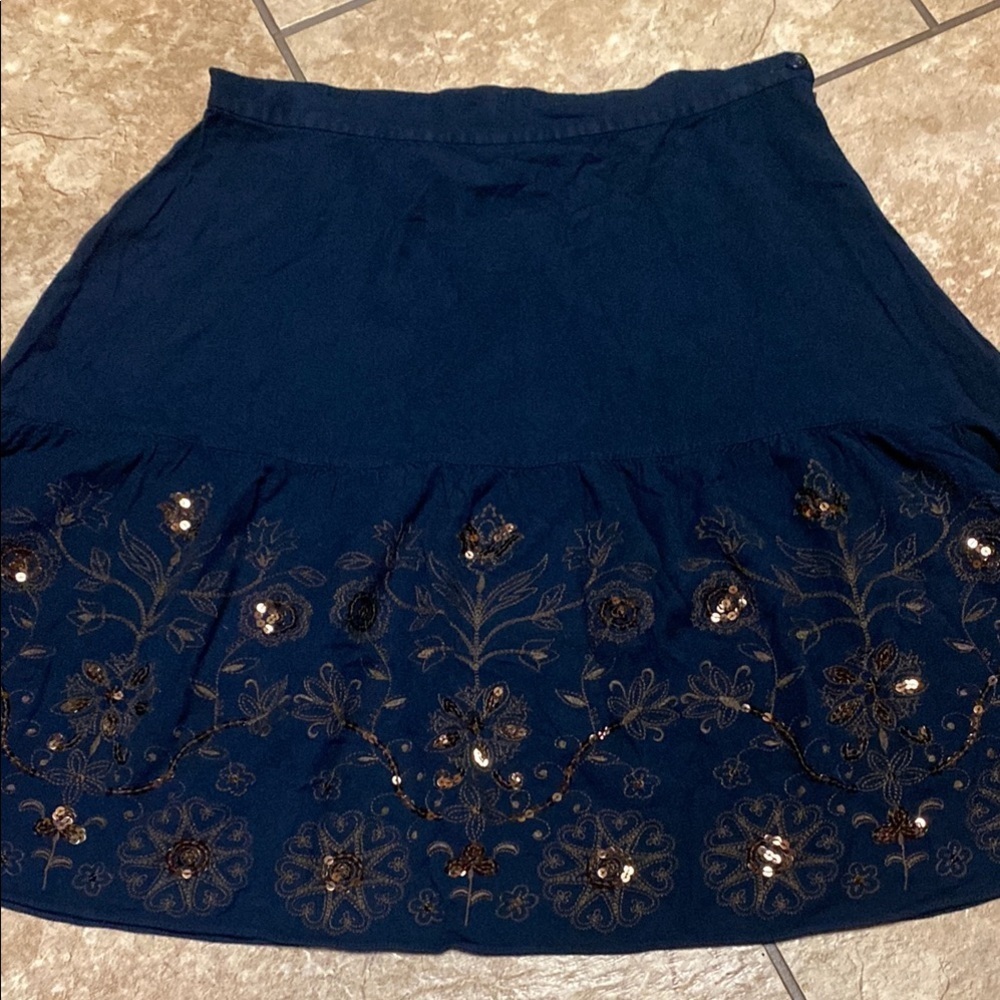 Coldwater Creek Blue XL Knee Length Skirt with Sequins Fall Wedding Guest - Picture 1 of 9